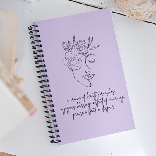 Isaiah 61:3 Crown of Beauty Purple Spiral notebook